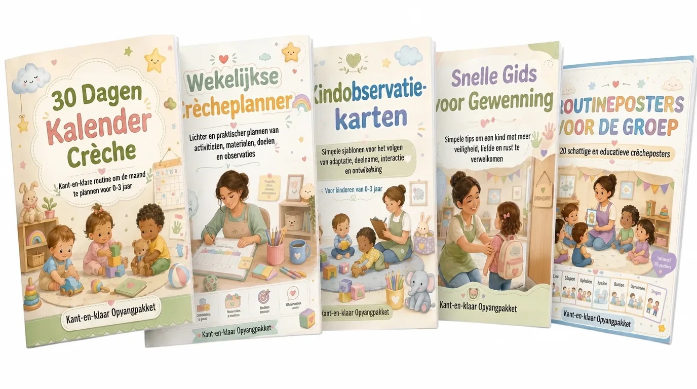 Omslagen van 5 PDF-bonussen bij Compleet Crèche Pakket